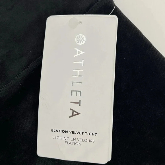 Athleta Elation Ultra High-Rise Velvet Tight/Legging Black Velour Casual Size L - Picture 9 of 13